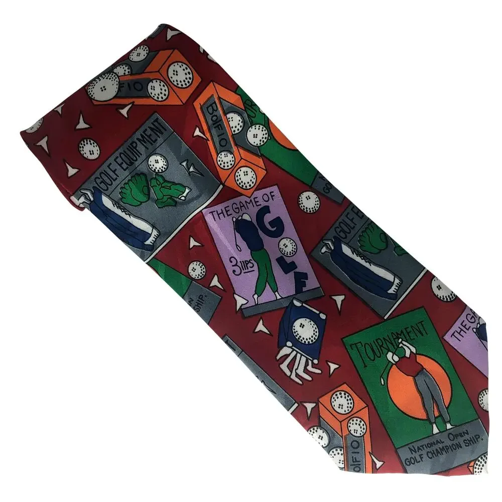 Red Cartoonish Golf Tie